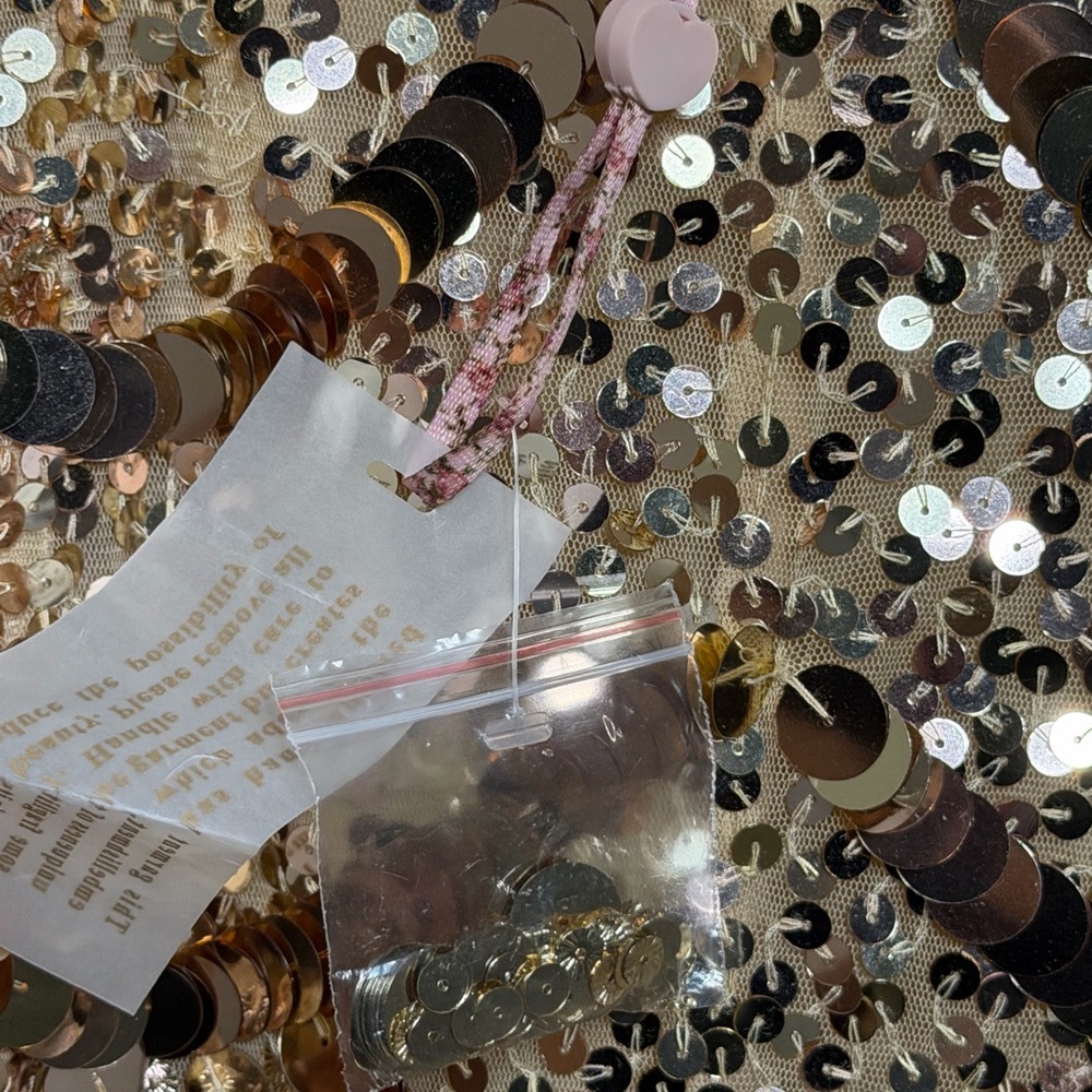 LoveShackFancy Liria Sequin Mini Dress in Honey Shimmer size 6 - Picture 9 of 12